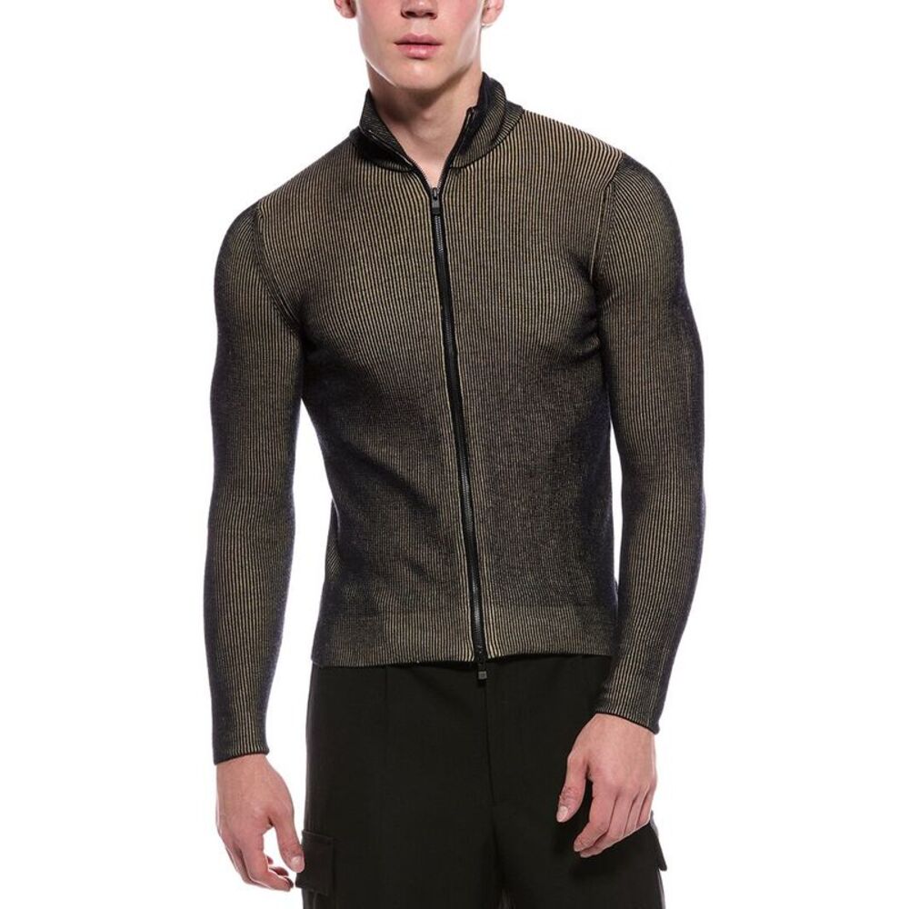 Slowear Mens  Zanone Wool-Blend Ribbed Zip Jacket
